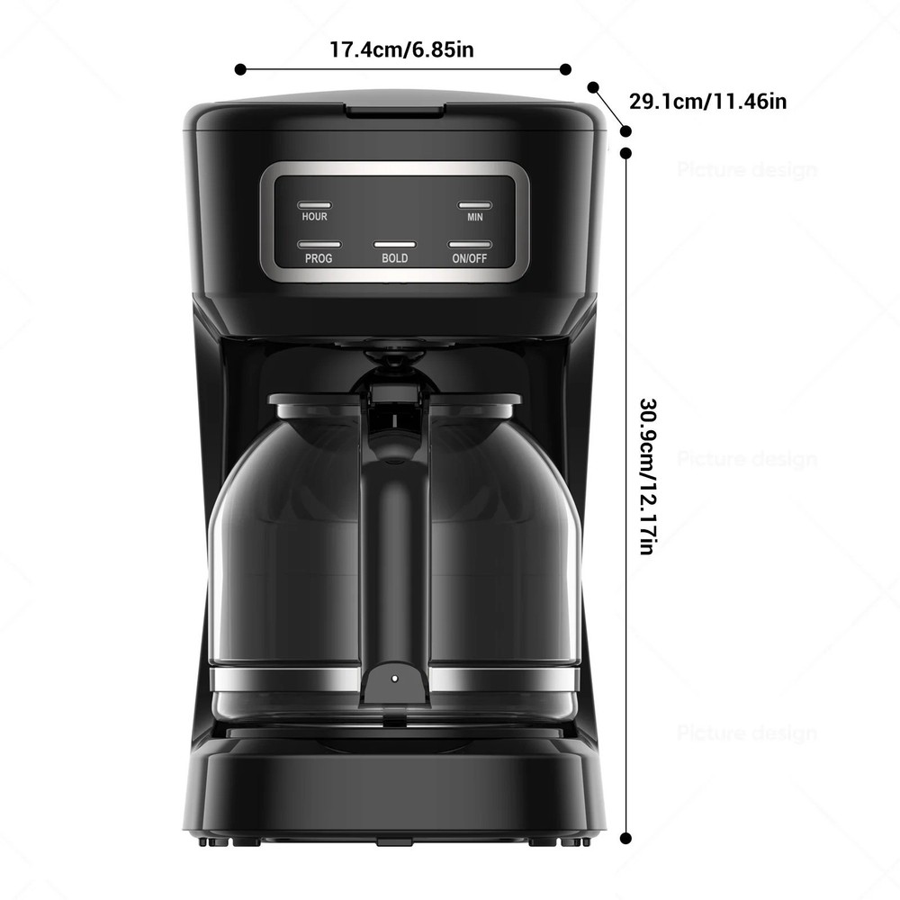 NIB Mainstays 12-Cup Programmable Drip Coffee Maker — Black