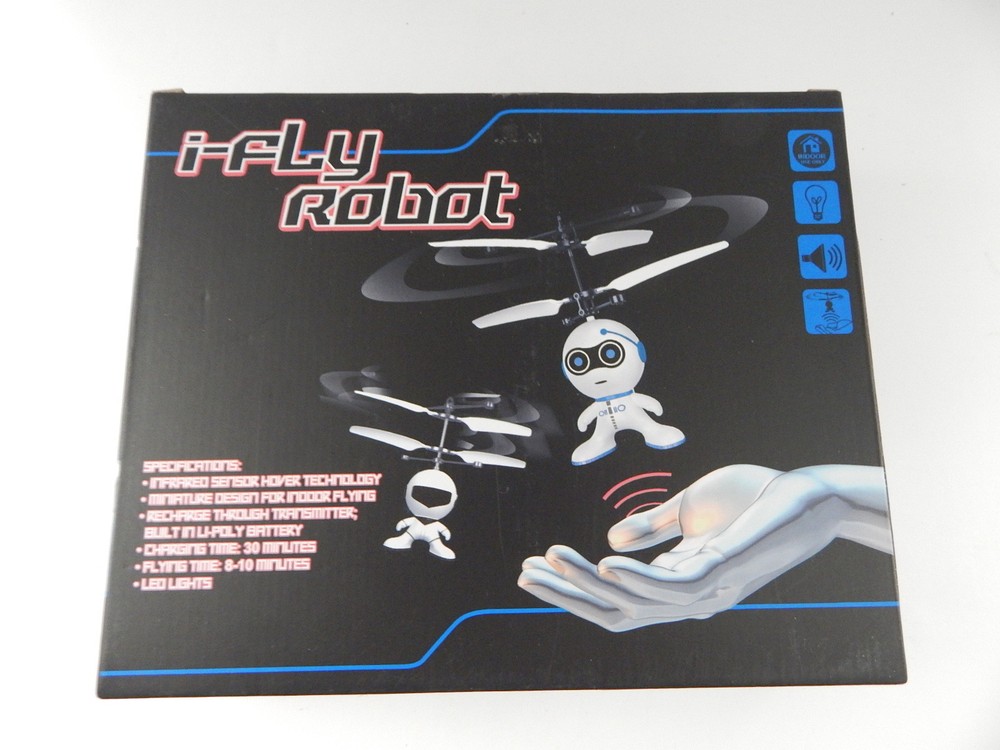 Braha i-Fly Helicopter Robot Infrared Sensor Hover Technology White/Blue New