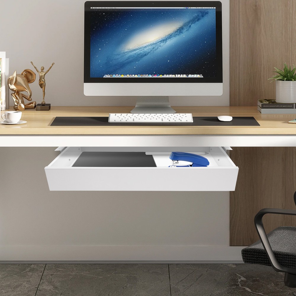Under Table Mounted Sliding Pull-out Drawer Desk Mount Drawer Storage Organizer