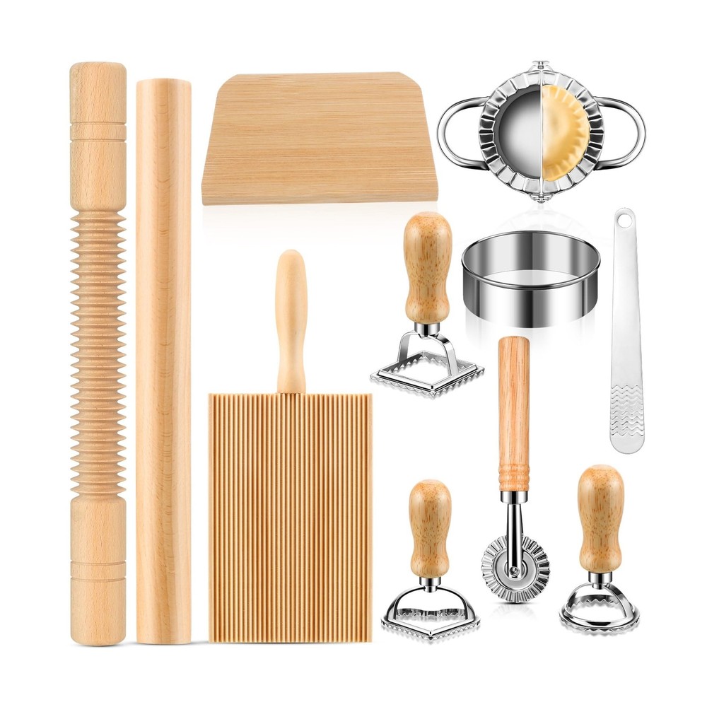 11 Pcs Pasta Making Tools Kit - Includes Wooden Gnocchi Board with ... Fast Ship
