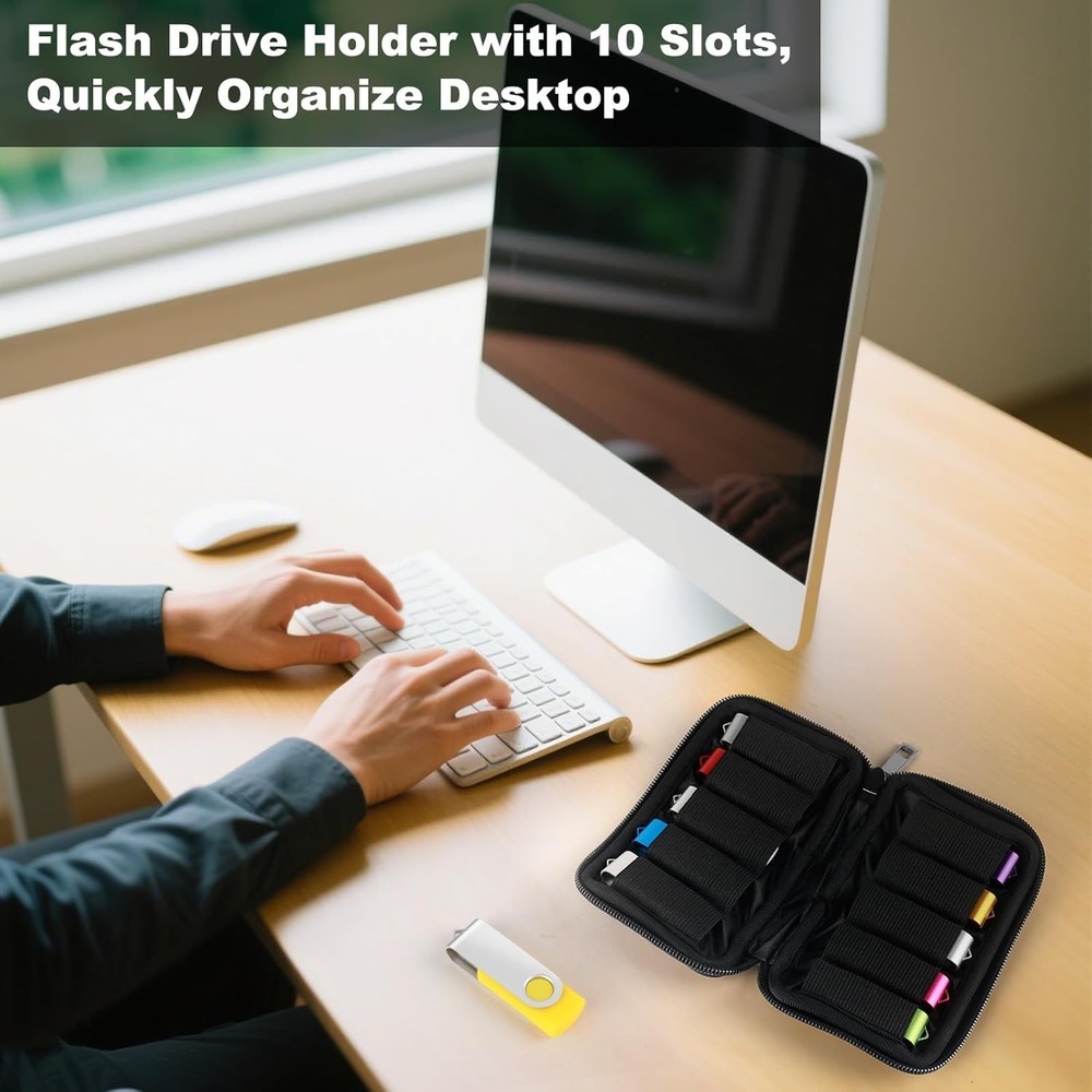 Flash Drive Case USB Storage Case 10 Slots, Portable Thumb Drive USB Holder