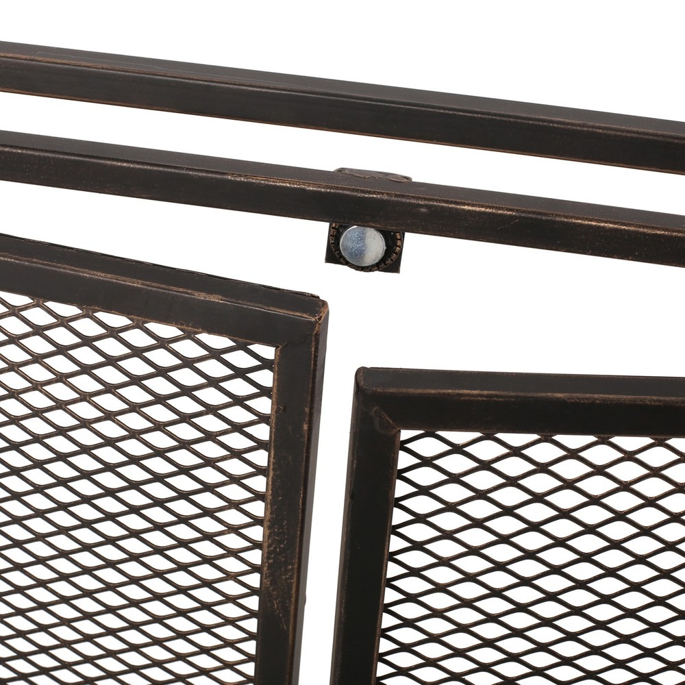 40" Iron Fireplace Screen Matte Black, Modern Single Panel with 2 Access Doors