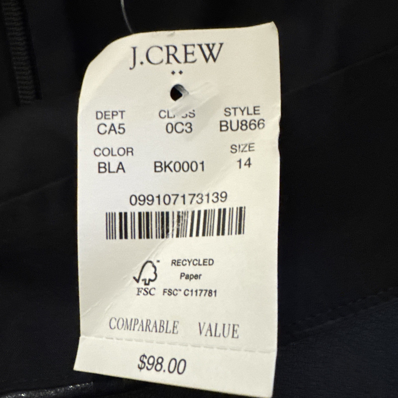 NWT J Crew sz 14 Fitted Faux-Leather Pencil Skirt Black BU866