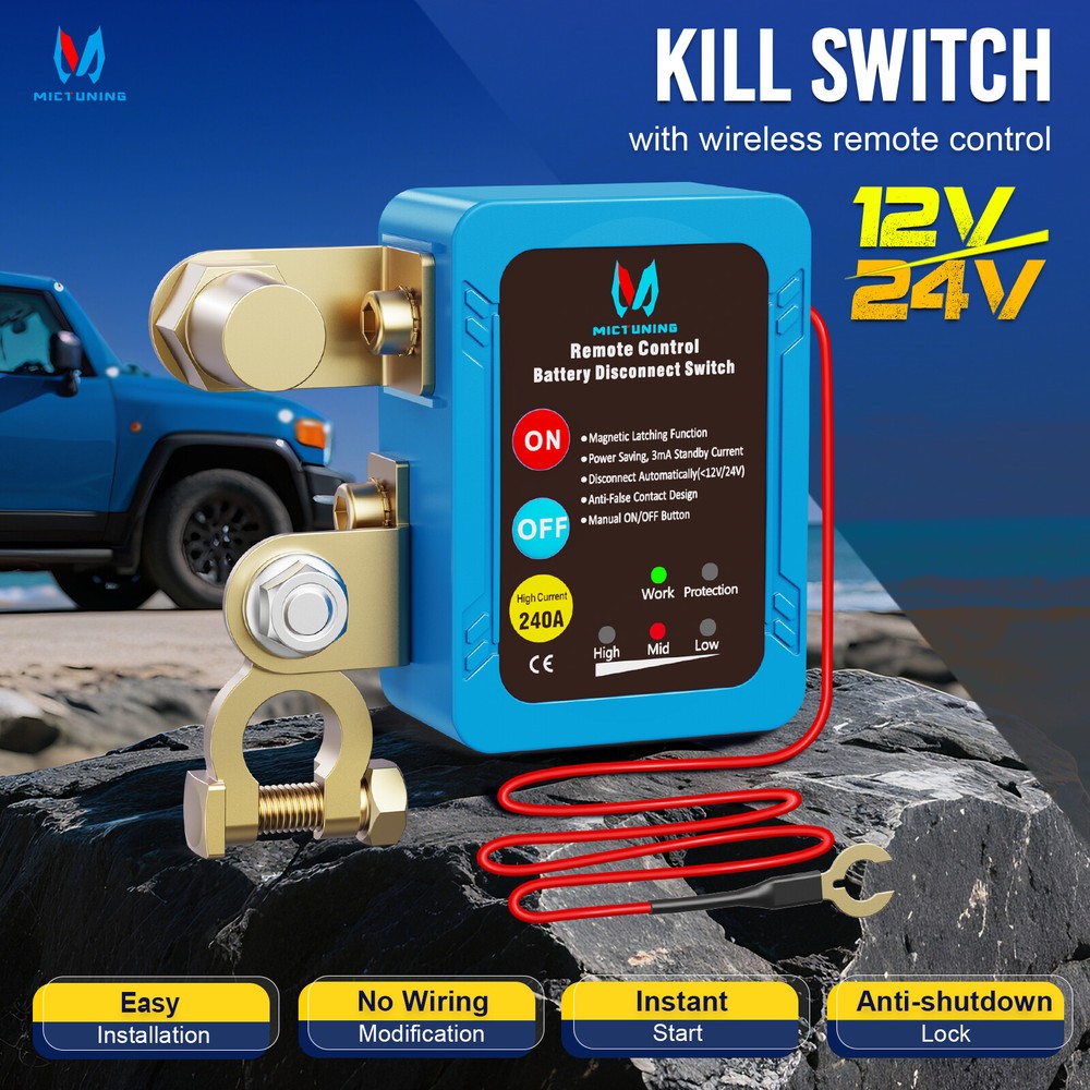 12V 240A Remote Battery Disconnect Switch Kill Switch Automatic for Auto Car