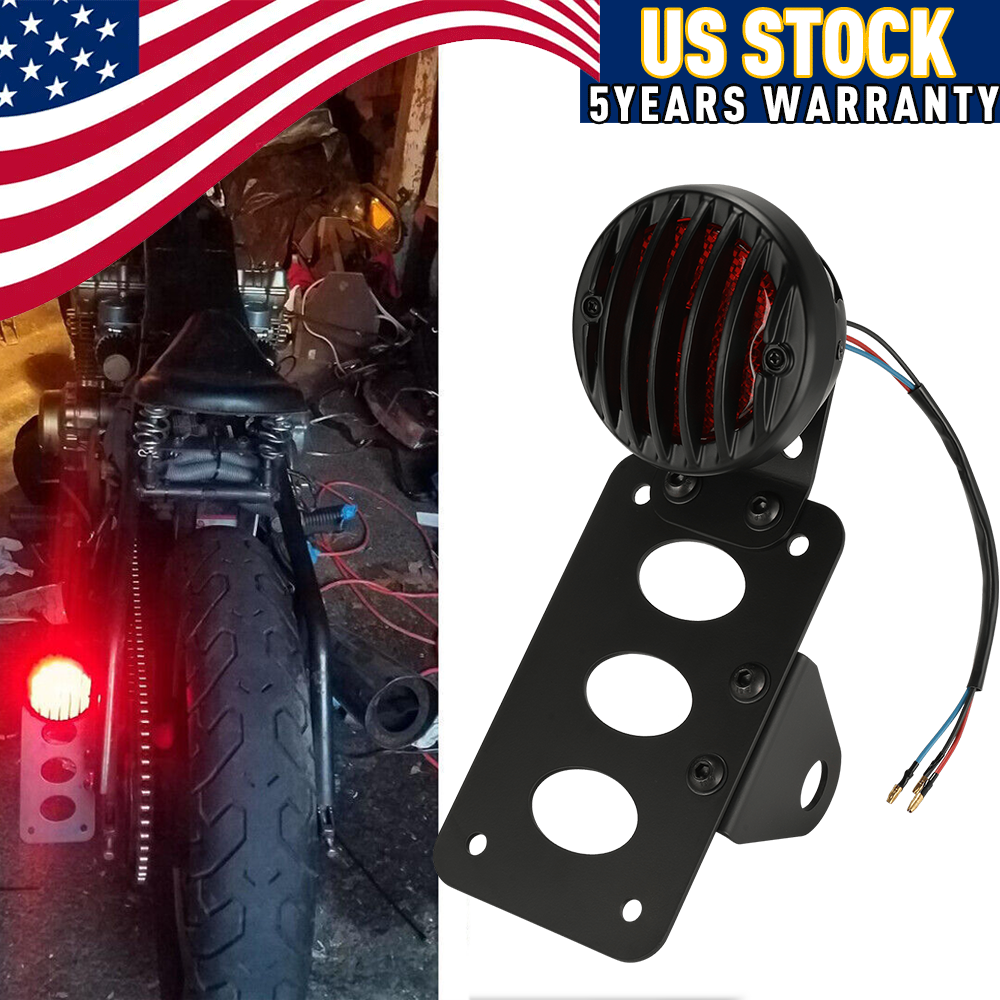 Side Mount License Plate Bracket Motorcycle Tail Light Holder For Harley Bobber~