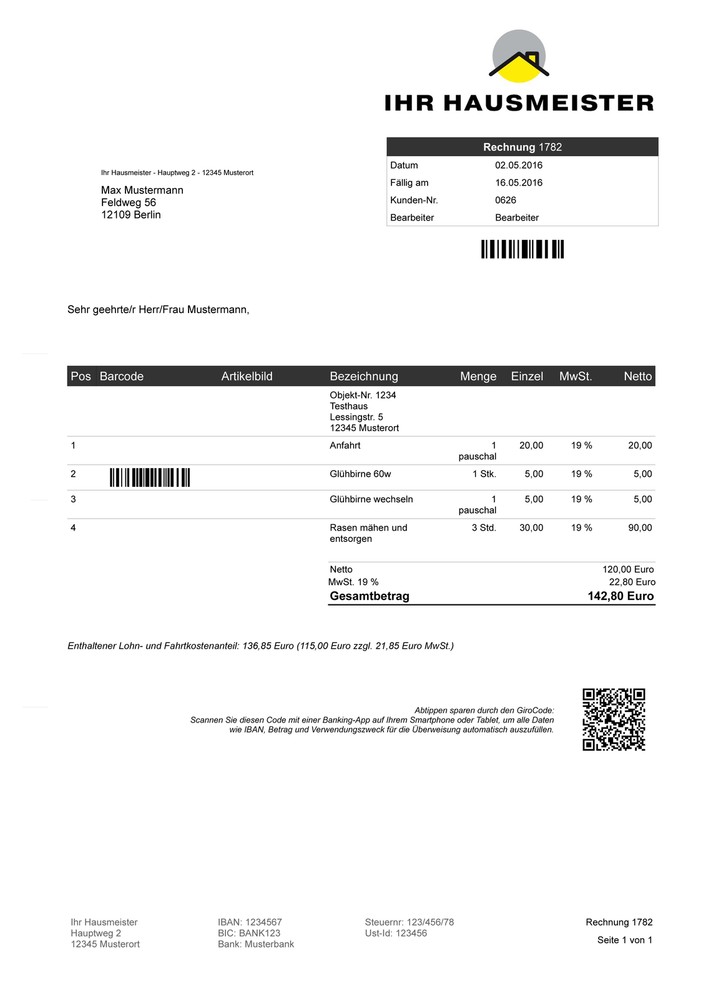 Faktura Manager Hausmeister Software Programm, EDV Verwaltung,Rechnungsprogramm