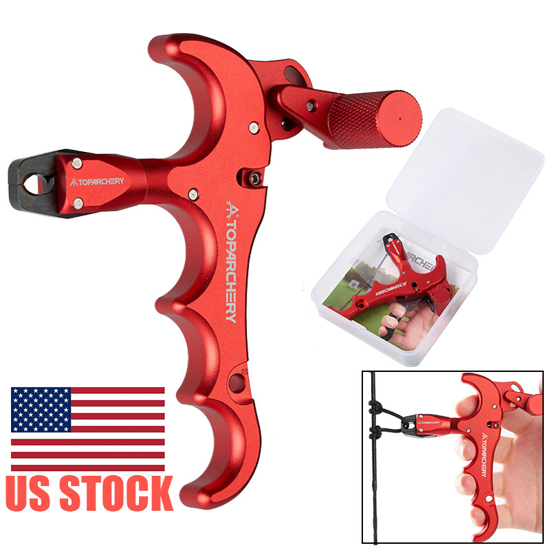 360° Rotate Archery Adjustable 4 Finger Compound Bow Release Aid Thumb Release