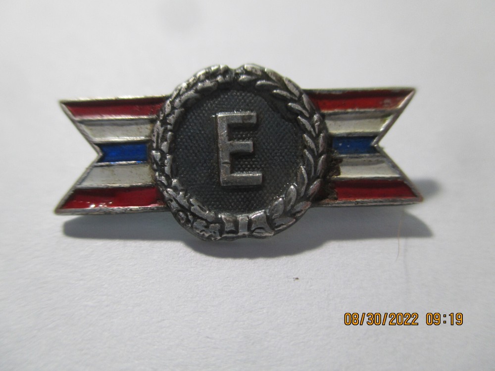 Sterling Army Navy Production "E" Award Pin World War II