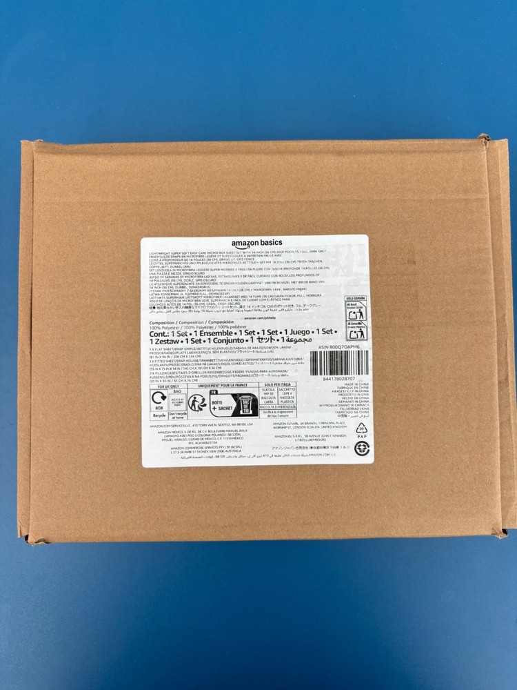 Amazon Basics Microfiber 4-Piece Bed Sheet Set Wrinkle-Free Dark Gray