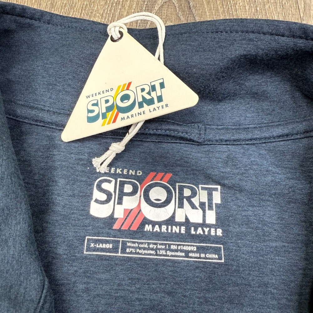 NWT Marine Layer Weekend Sport Mens Blue Stretch Performance Pullover Size XL