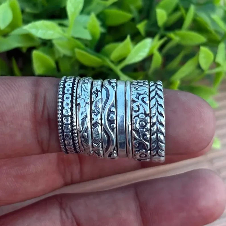 Stackable Ring 8 Set | Sterling Silver Stack Rings | Silver Rings | All Size