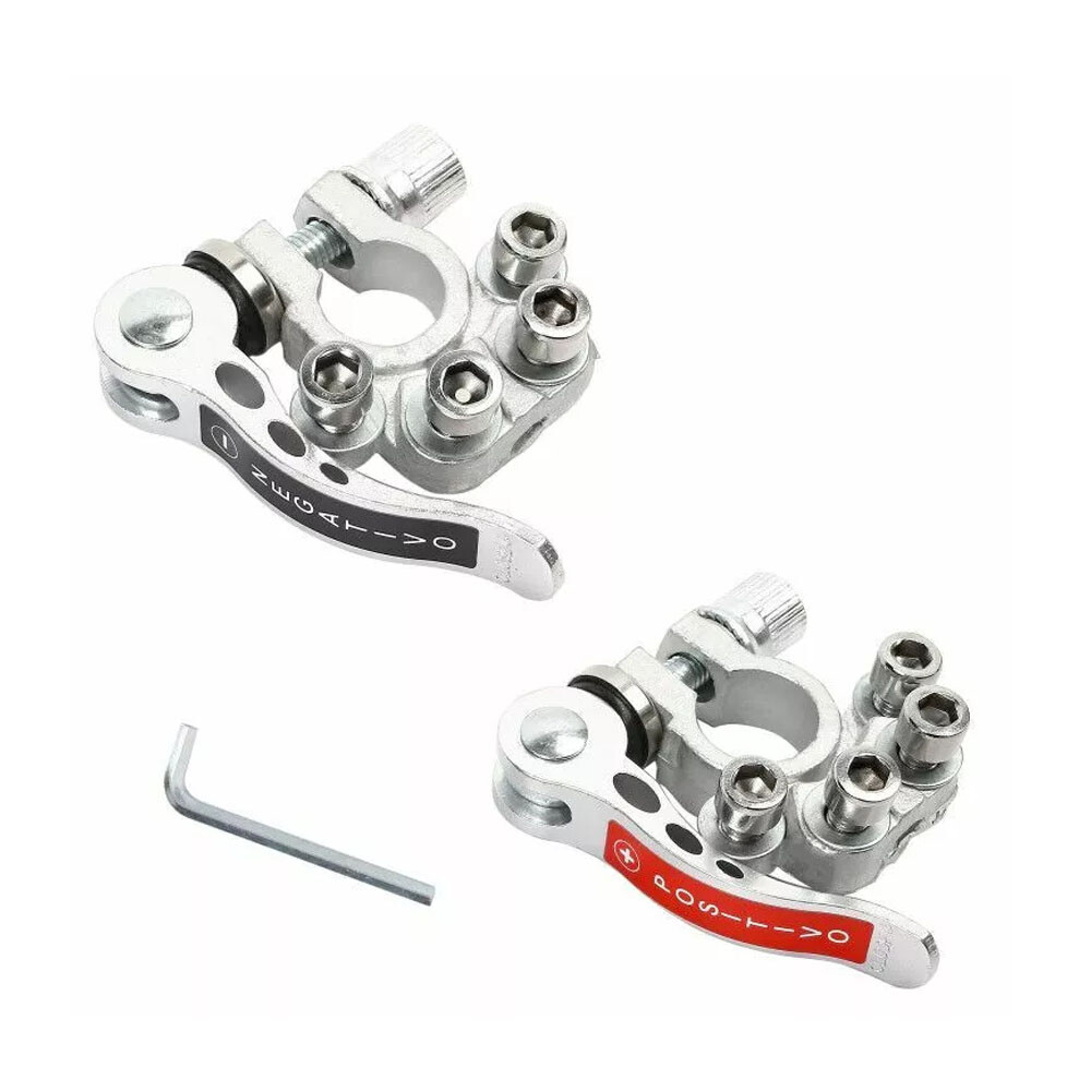 2PCS Car Battery Terminal Connectors Top Post Quick Release Positive Negative