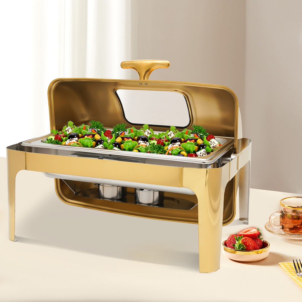 9L Buffet Server BBQ Chafing Dishes Rectangular Stainless Warming Trays Kitchen
