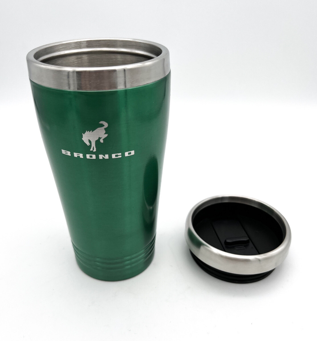 Green Stainless Travel Coffee Mug Tumbler w/ 2021 2022 Ford Bronco Logo