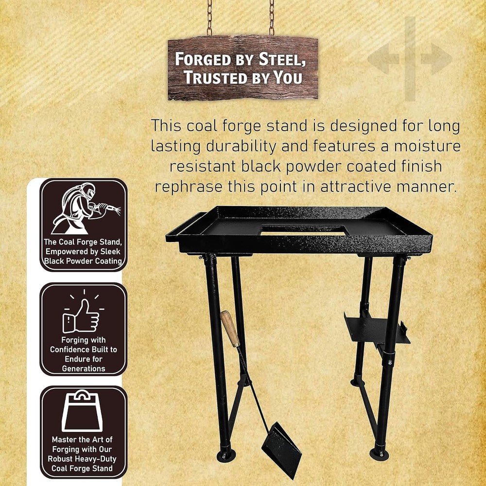 Coal Forge Stand with Fire Pot & Hand Blower - Blacksmithing Starter kit