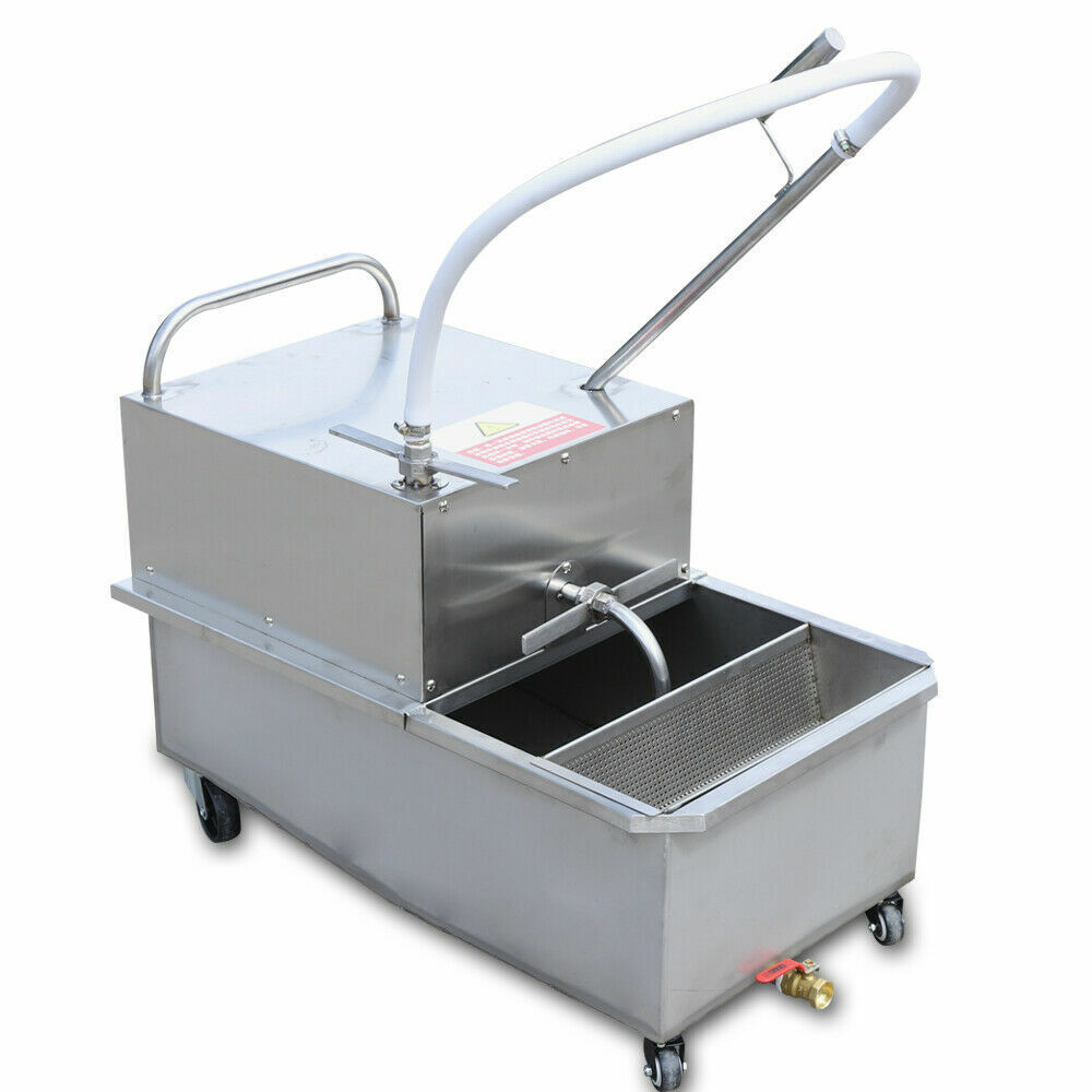 55L Portable Fryer Oil Filter Cart Machine Commercial Fried Filtration System