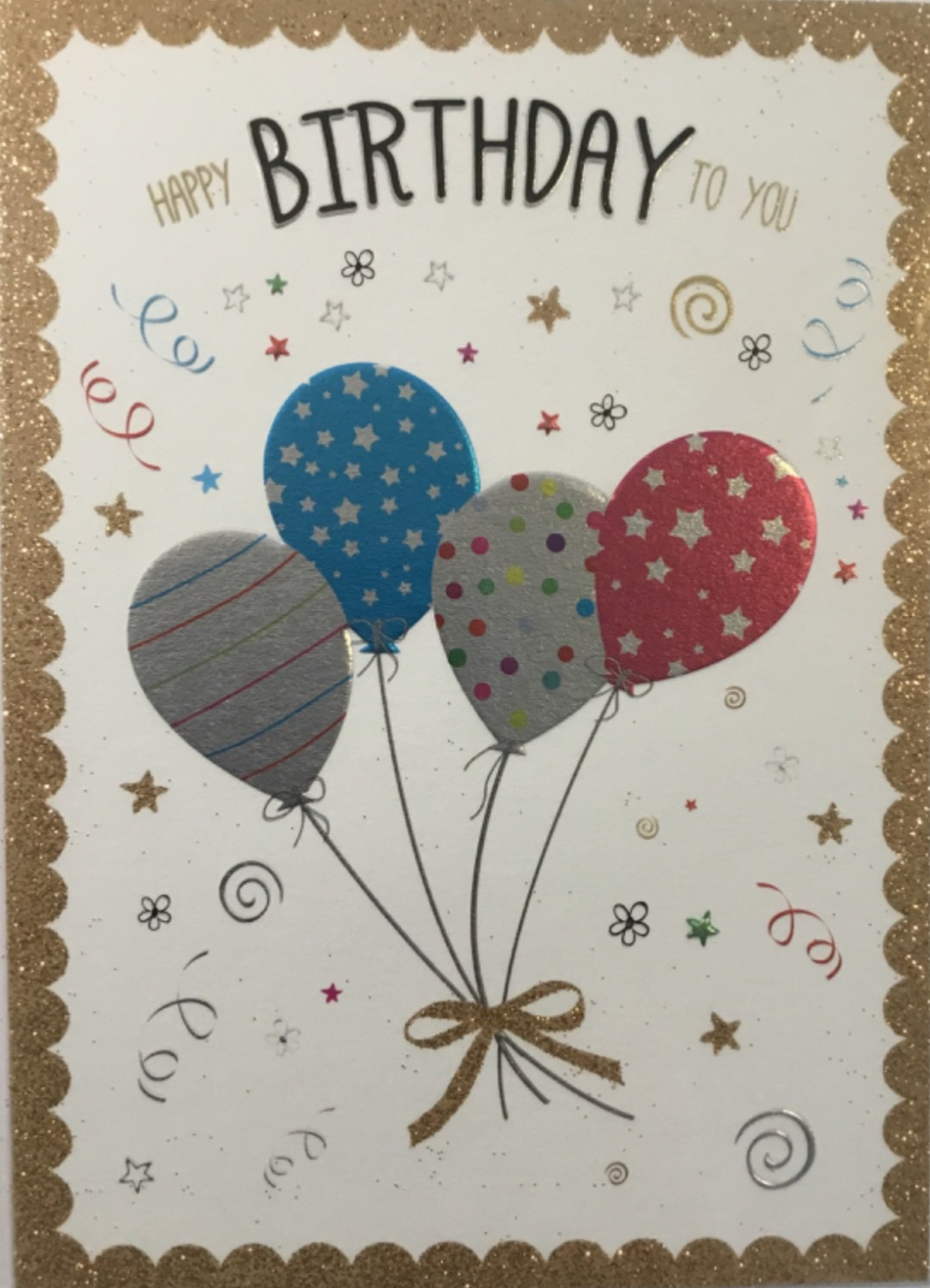 Notes & Queries- Birthday- Balloons - Embossed Foil and Glitter- United Kingdom