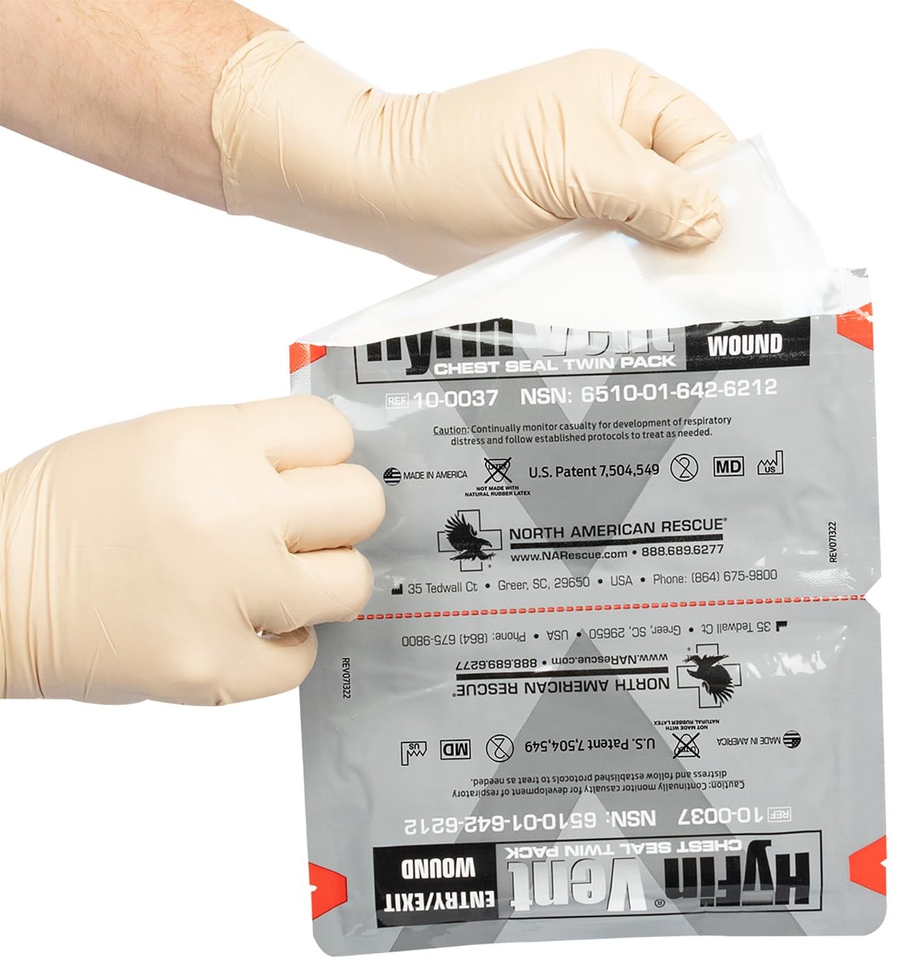 North American Rescue HyFin Vent Chest Seal Twin Pack Vented Wound Chest Seals