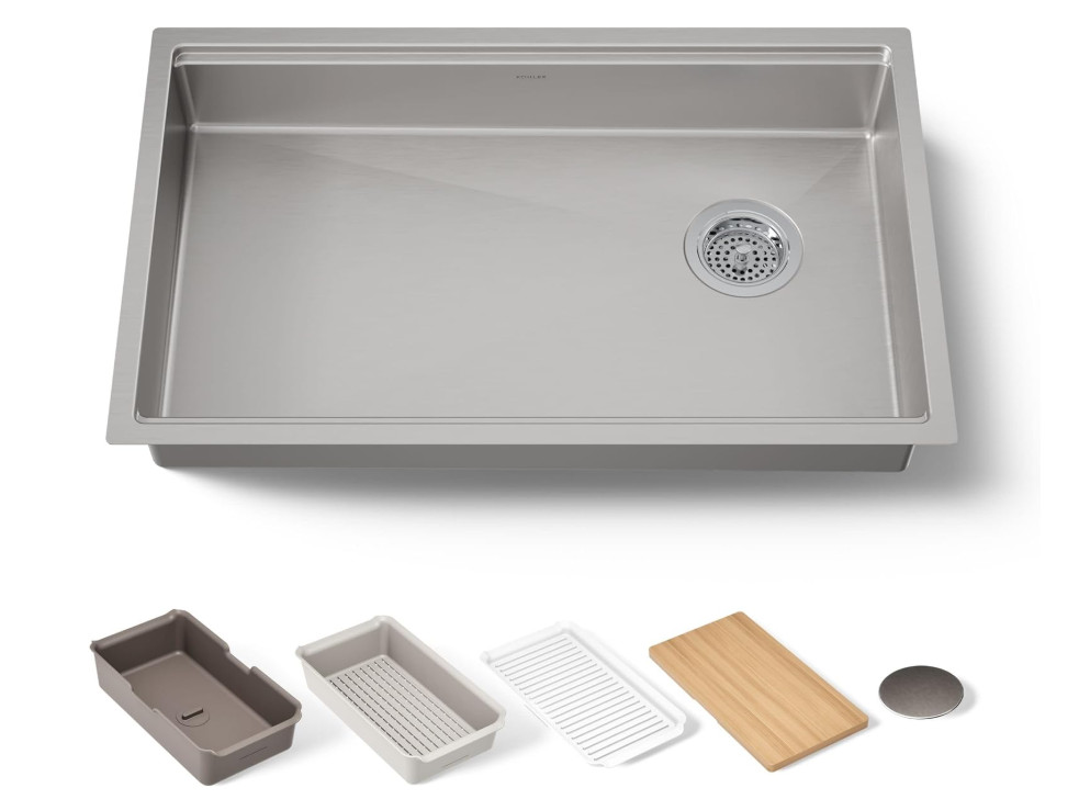 Kohler 33660-PC-NA Strive 29" Workstation Kitchen Sink, Stainless Steel*READ*