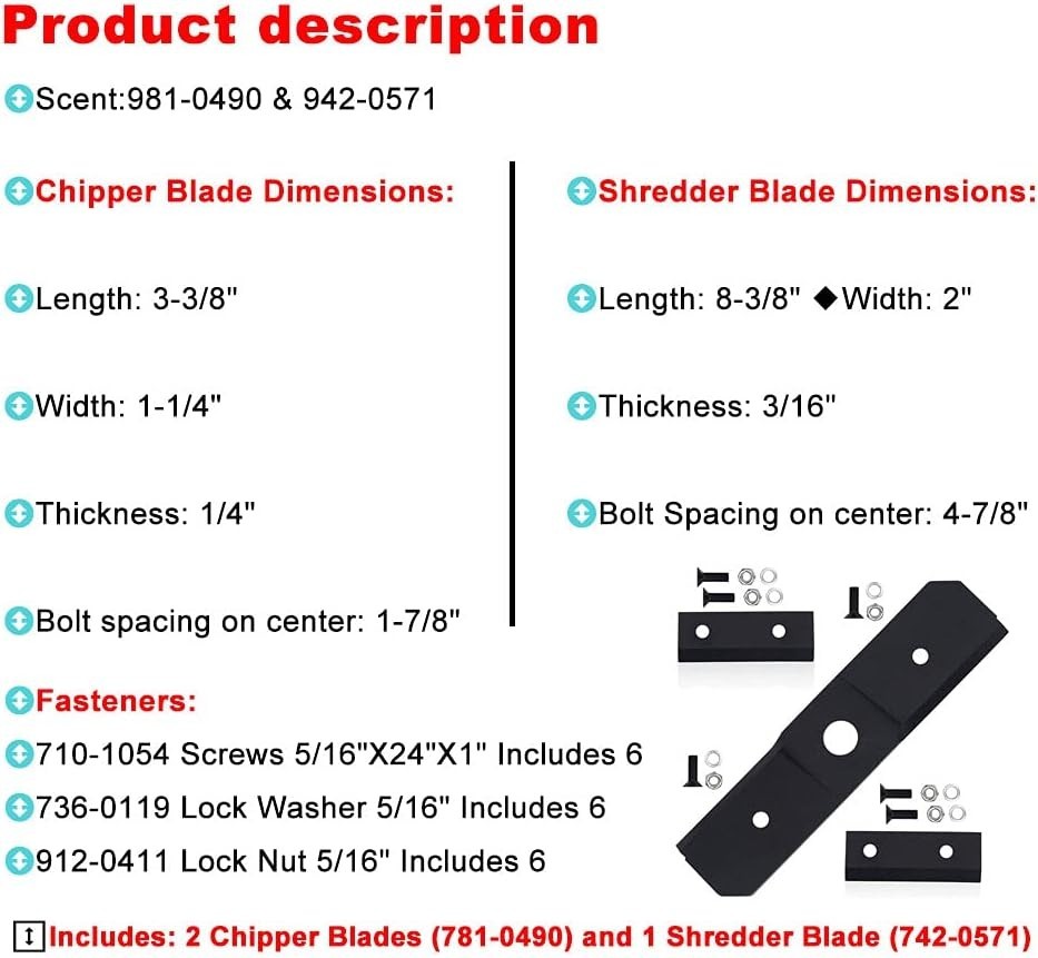 Durable Chipper Blade Kit Compatible with Multiple Brands - Versatile & Reliable