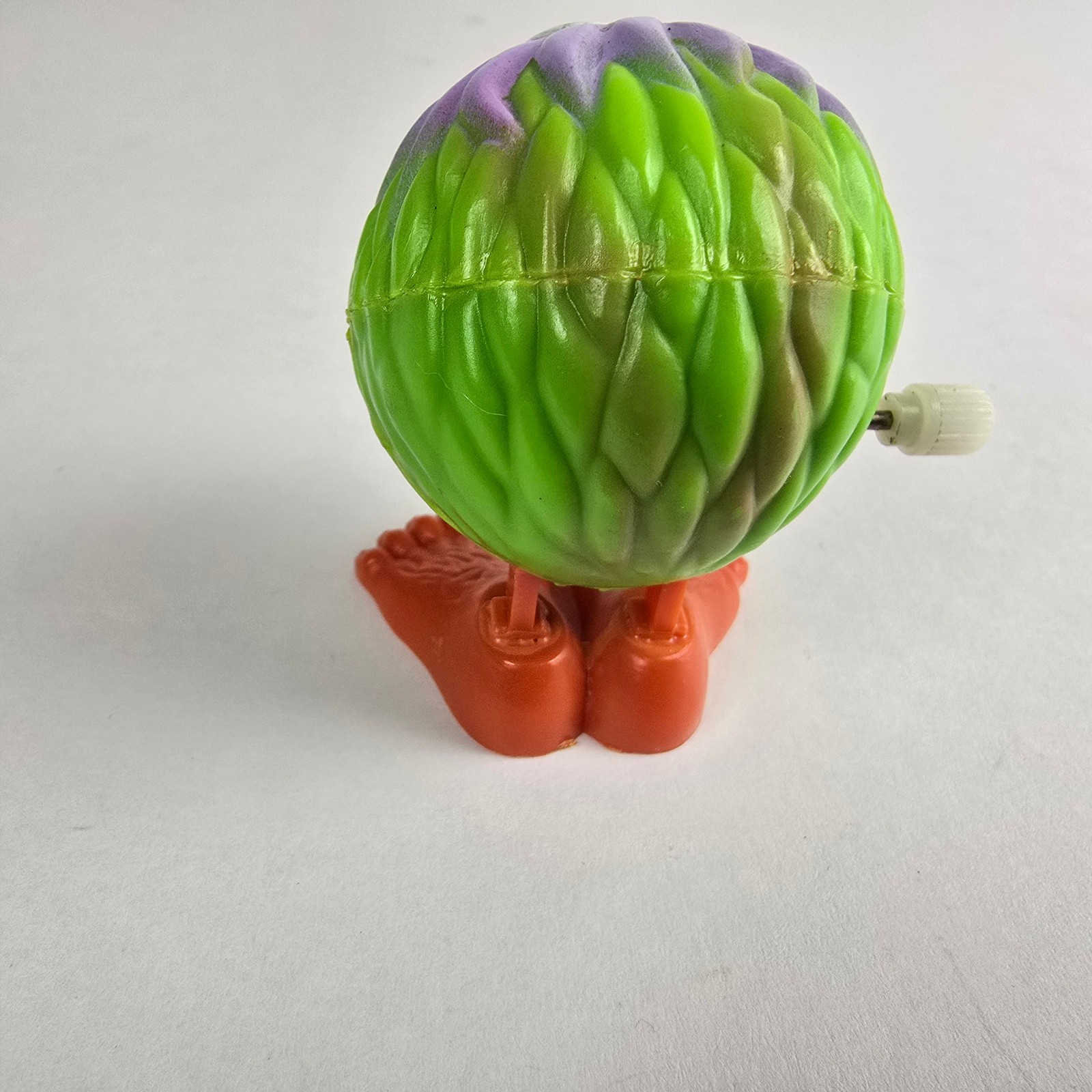 SOMA Monster Ball Wind-Up Jumping Toy Walker Working Fangs Fur Red Nose 80s VTG