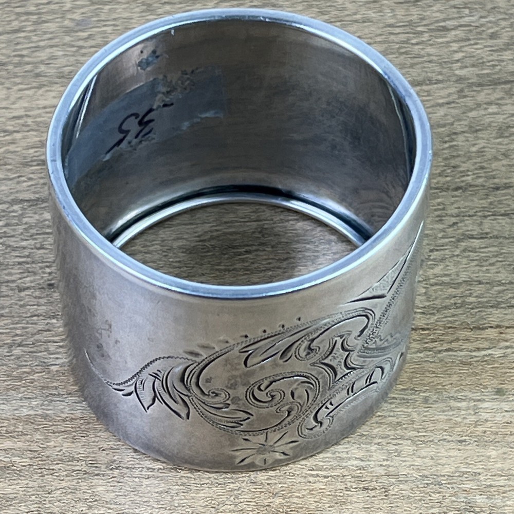 ANTIQUE GORHAM STERLING SILVER NAPKIN RING ORNATE MONOGRAM