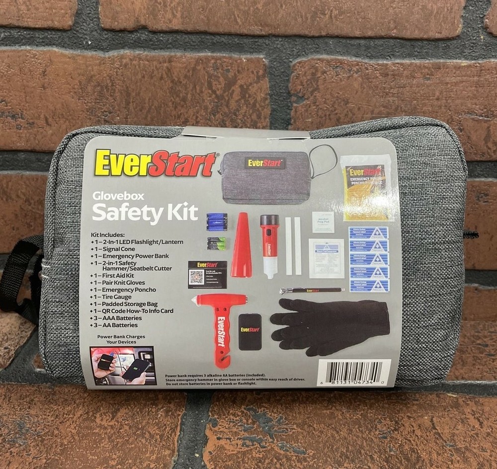 EverStart Roadside Safety Kit Multi Functional Roadside Emergency Kit Glovebox