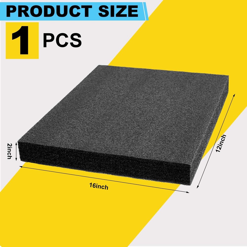 1 Pcs Customizable Polyethylene Foam Sheet 16x12x2 Inch Black Insert 1 PCS