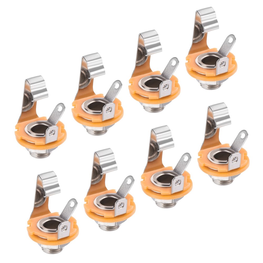 8 Pcs Guitar Input Jack 1/4" Stereo Jack Mono Panel Mount Socket Silver