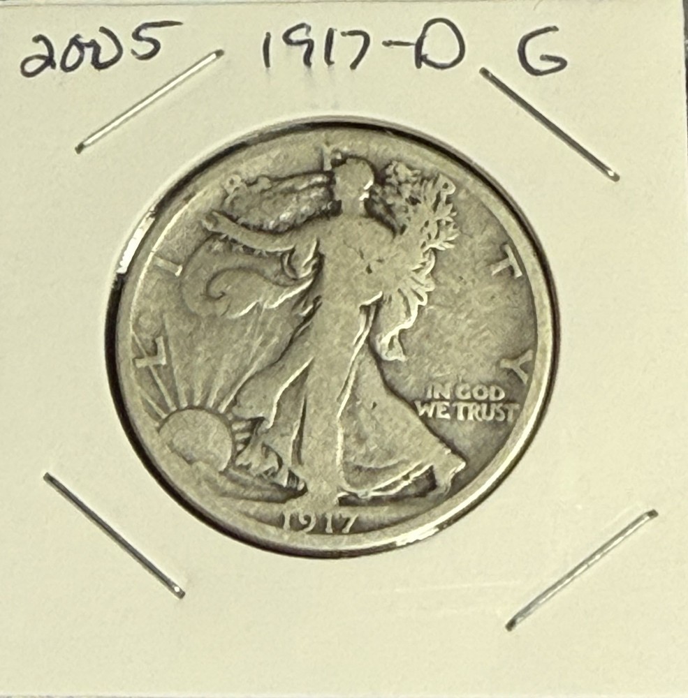 1917-D Good Walking Liberty Silver Half Dollar
