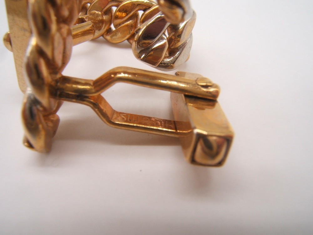VTG SWANK CUFFLINKS 2 TONE BRAIDED HOOK