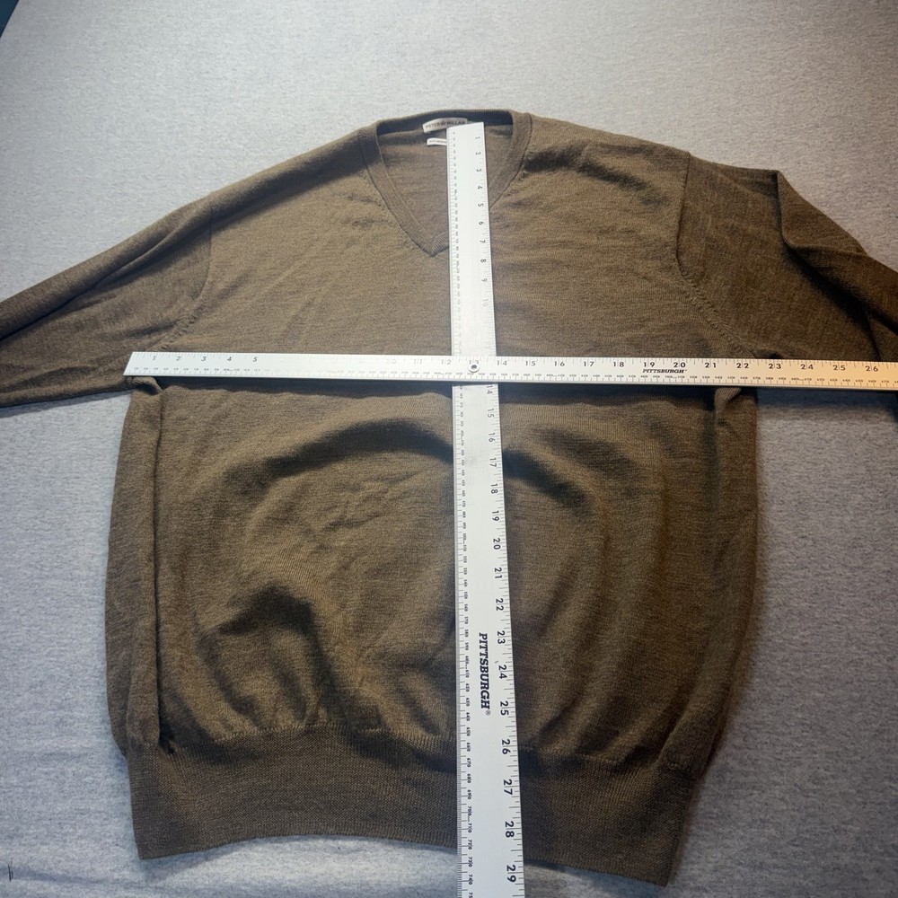 Peter Millar Men's XL Brown Merino Wool V-Neck Pullover