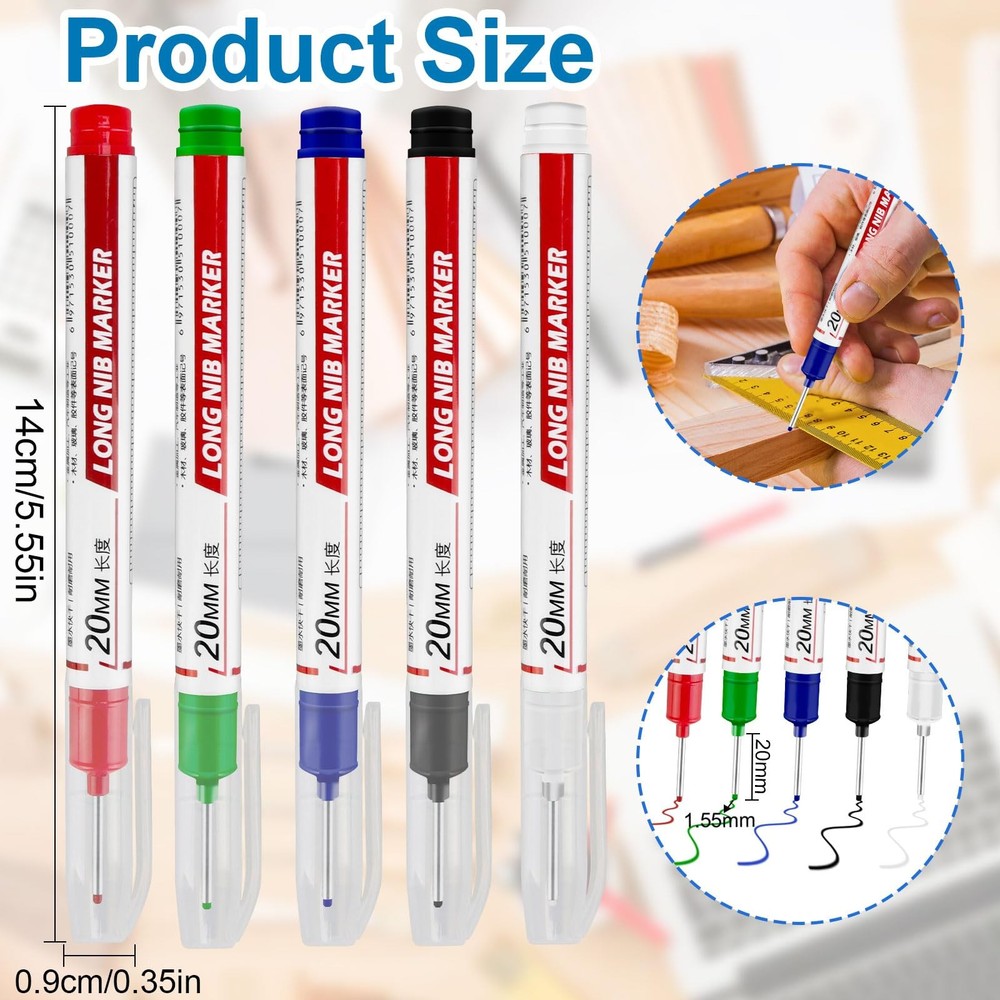 10 Pcs Long Head Deep Hole Marker - Long Nib Marker Multi-purpose Deep Hole M