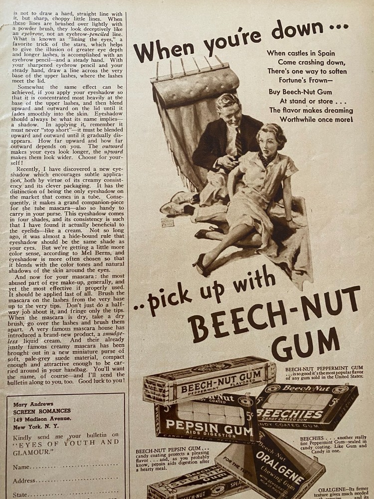 Beech-Nut Chewing Gum, Beech Nut, Vintage Print Ad