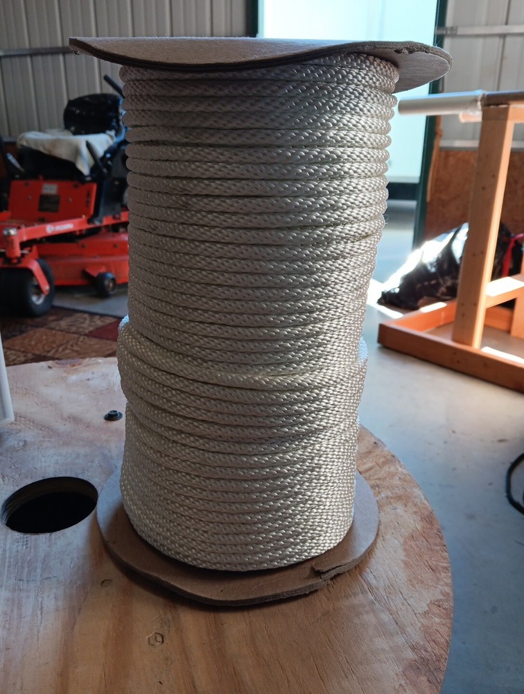 5/16” x 395 ft. Solid Braid Nylon Rope. White. Made in USA