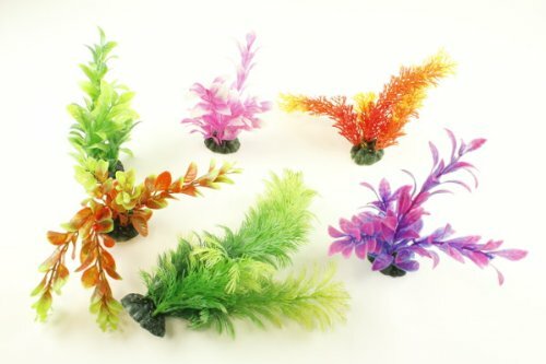 6 Pack Assorted Plastic Aquarium Plants 6 Inch Tall, Fish Tank decor Multi-Pack