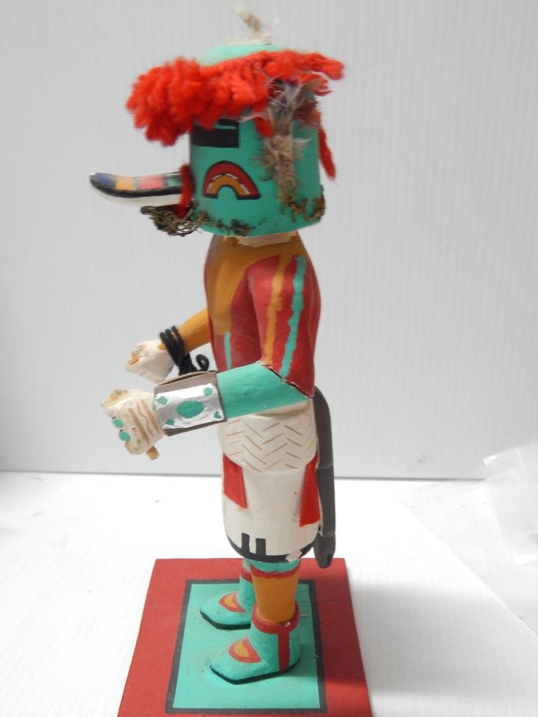 VINTAGE MID CENTURY HOPI PUEBLO INDIAN 9 5/8" t HAND CRVD COTTONWOOD KACHINA -