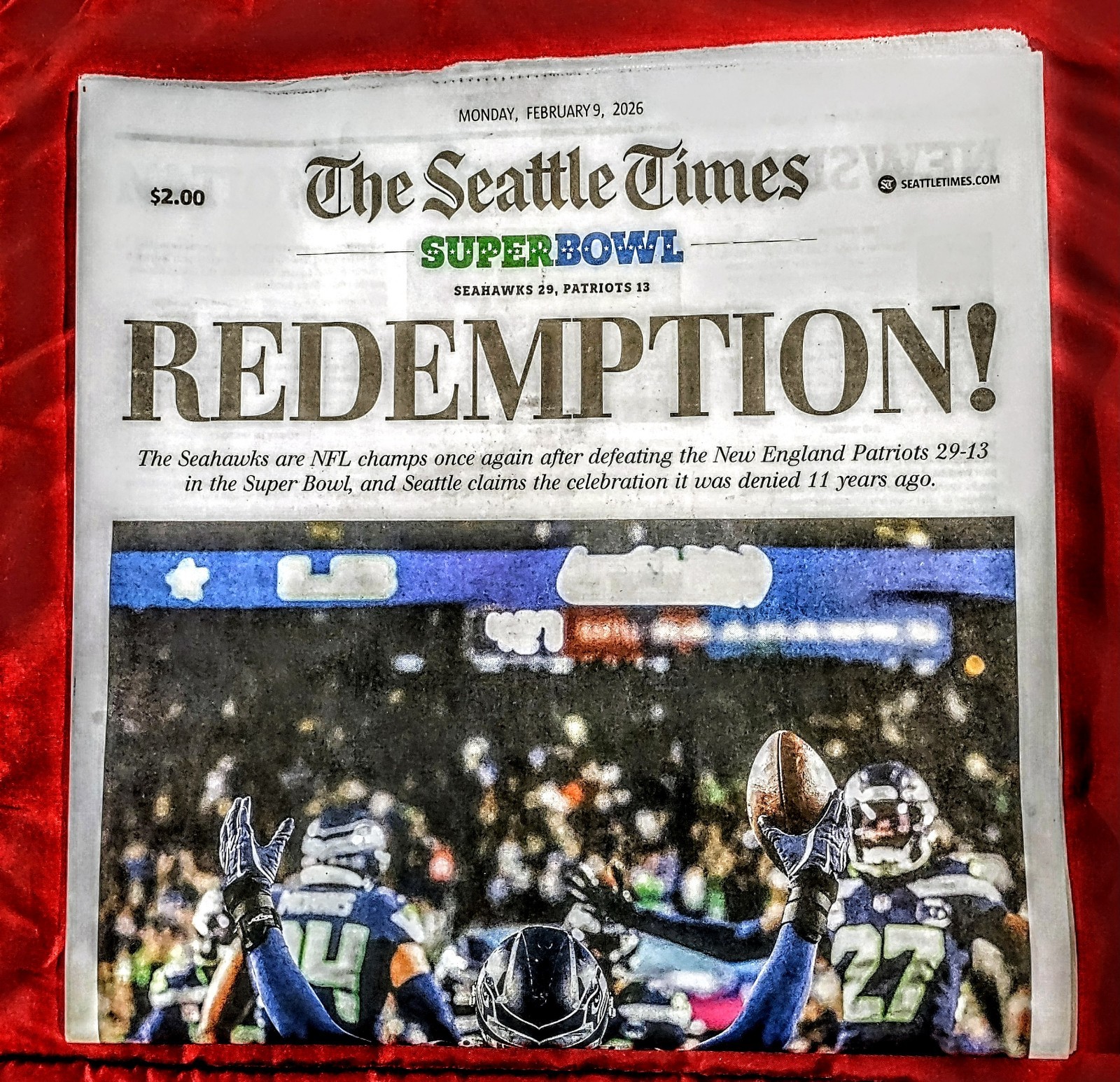 Seahawks Superbowl Seattle Times 2014 & 2026 Newspaper. Complete, Perfect Mint