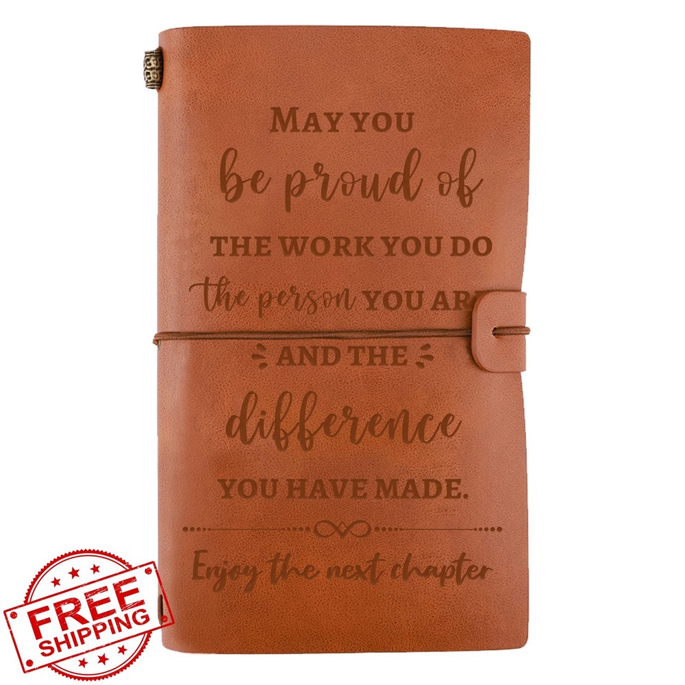 Engraved Leather Journal Retirement Gift Next Chapter