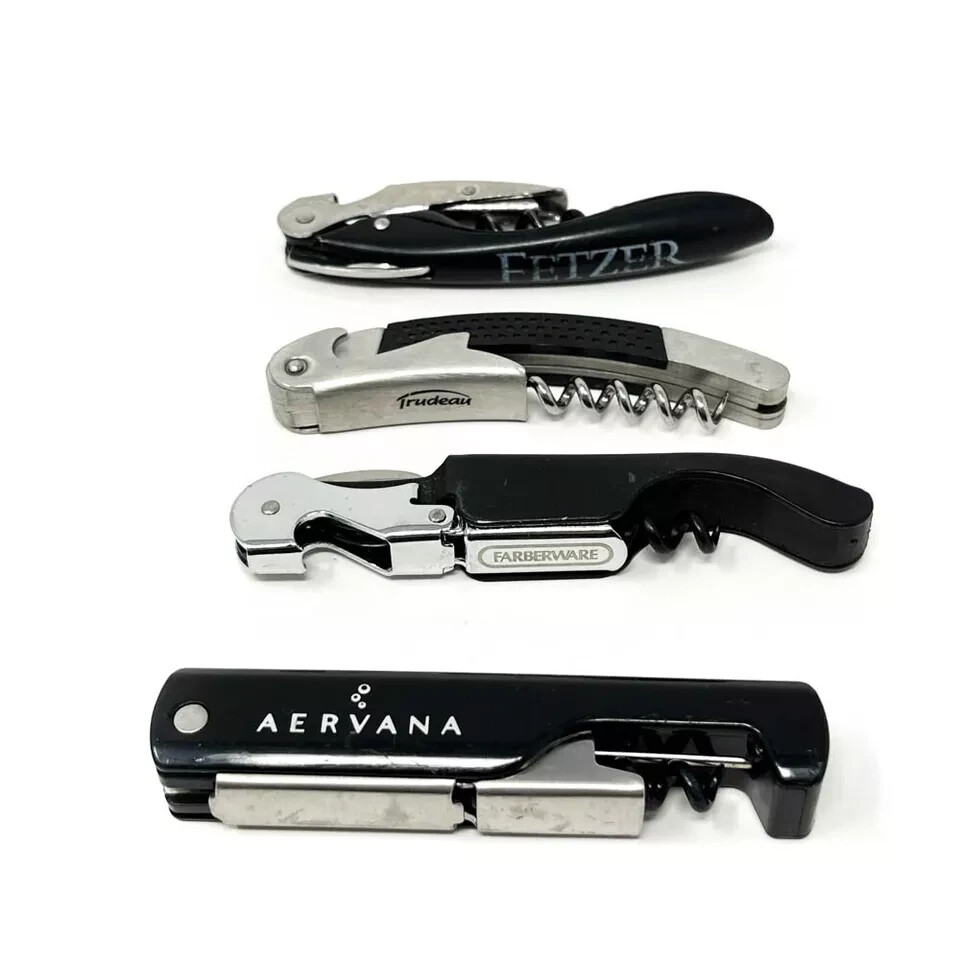 4 Pcs Aervana, Farberware, Trudeau, Fetzer Corkscrew Wine Bottle Opener