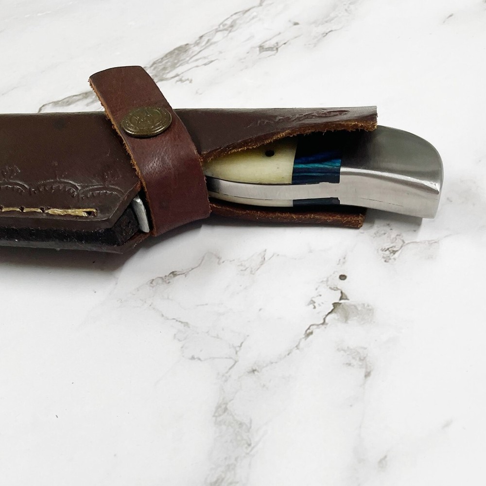 Handmade 8 inch Full Tang Knife with Sheath, Multicolor Handle