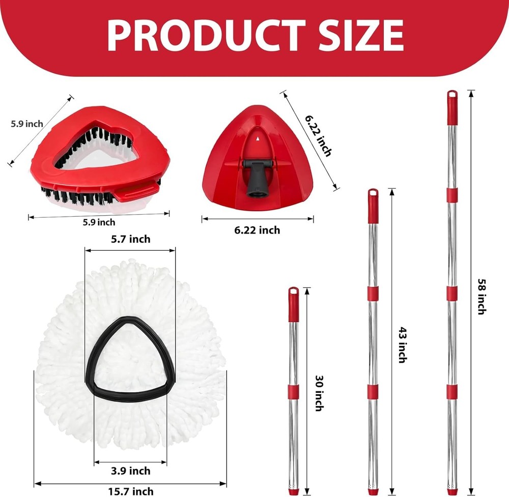 Spin Mop Replacement Set for EasyWring 1-Tank System Microfiber Mop Heads