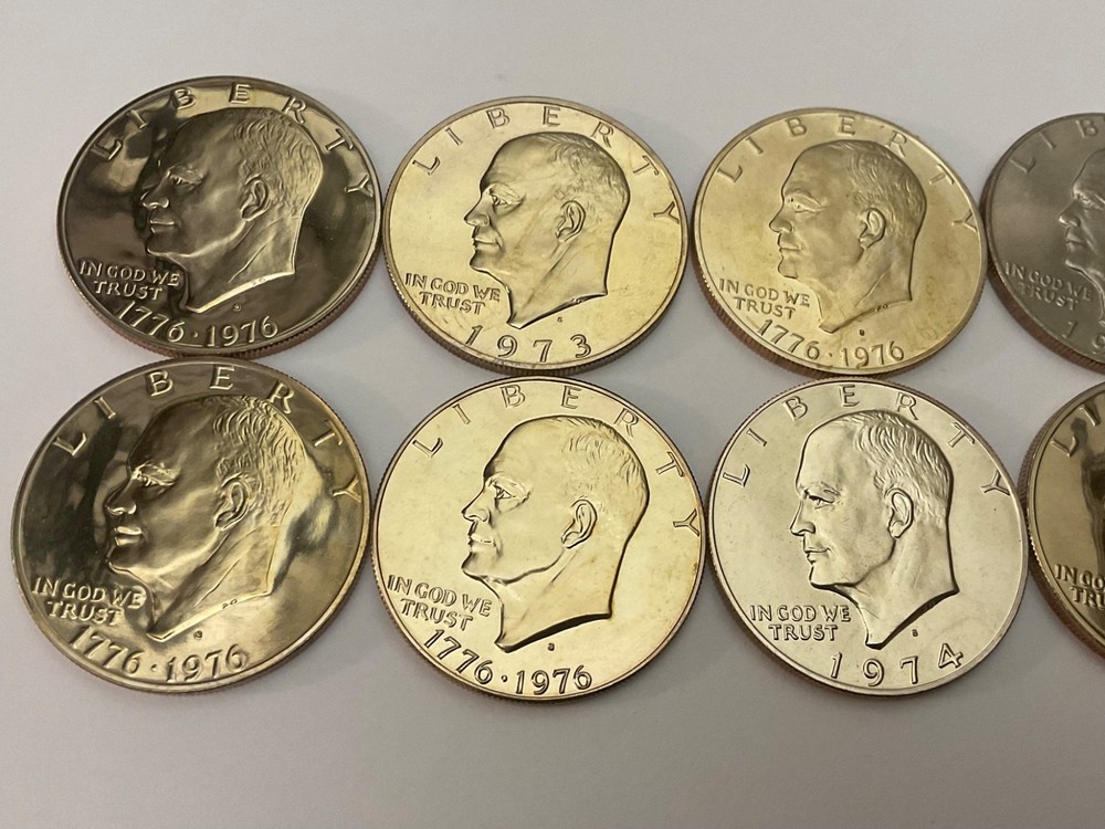 8 IKE EISENHOWER DOLLAR PROOF COIN CLAD 7 PROOF 1 NOT PROOF - UNCIRCULATED NICE!