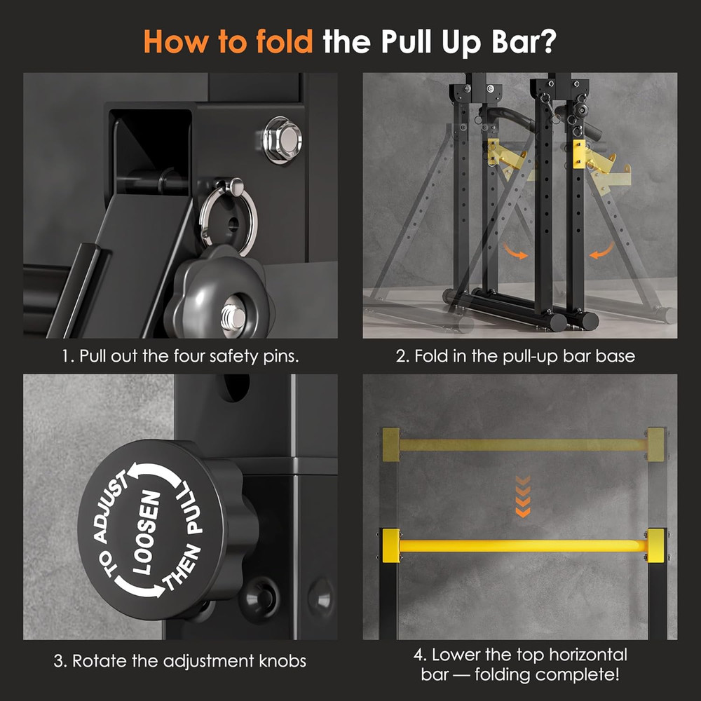 Power Tower Pull up Bar Station, Foldable Pull up Dip Station Free Standing for