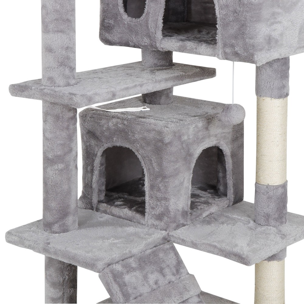 53" Cat Tree Condo Tower Scratching Post Playhouse Activity W/ Cave & Ladders