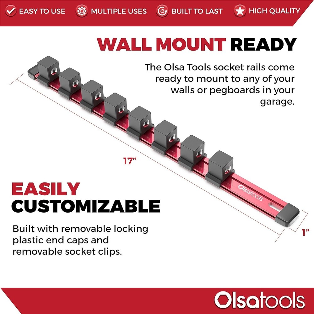 3/4-Inch Drive Impact Socket Organizer - Wall Mount, Heavy Duty Storage Solution