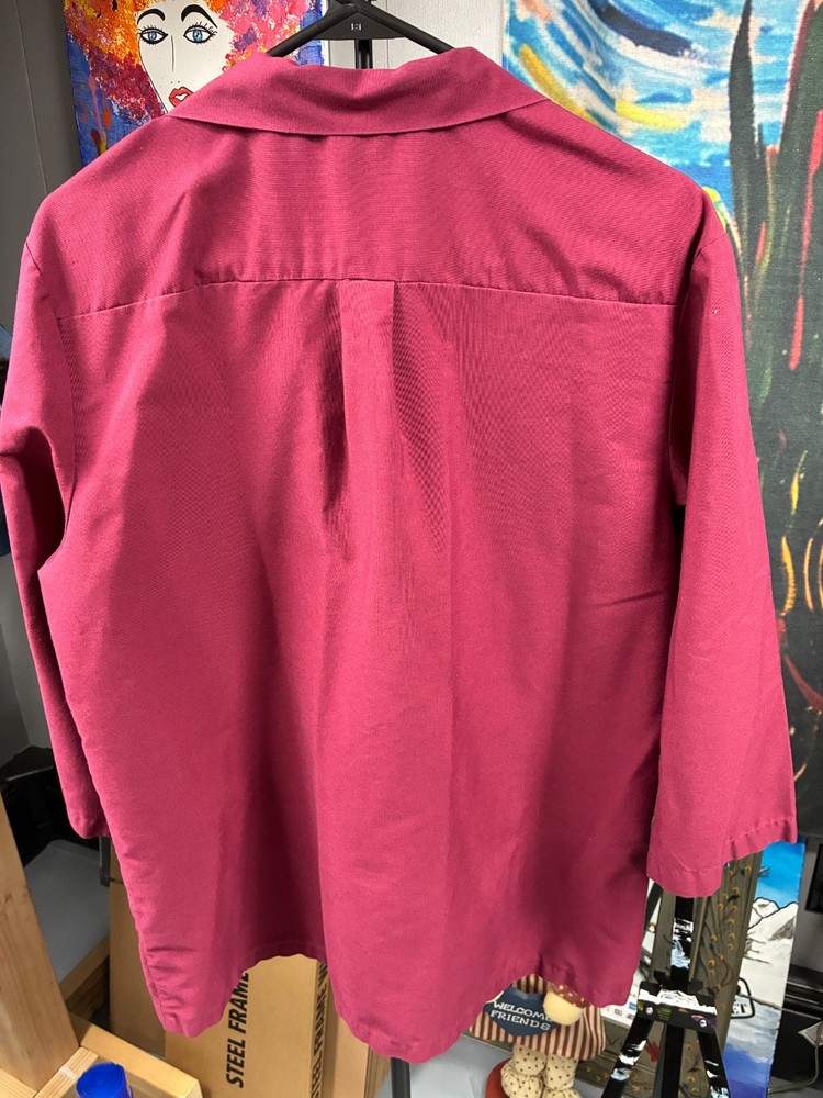 Superior Uniform Group Burgundy Work Jacket Women’s Size Large Button Front Util
