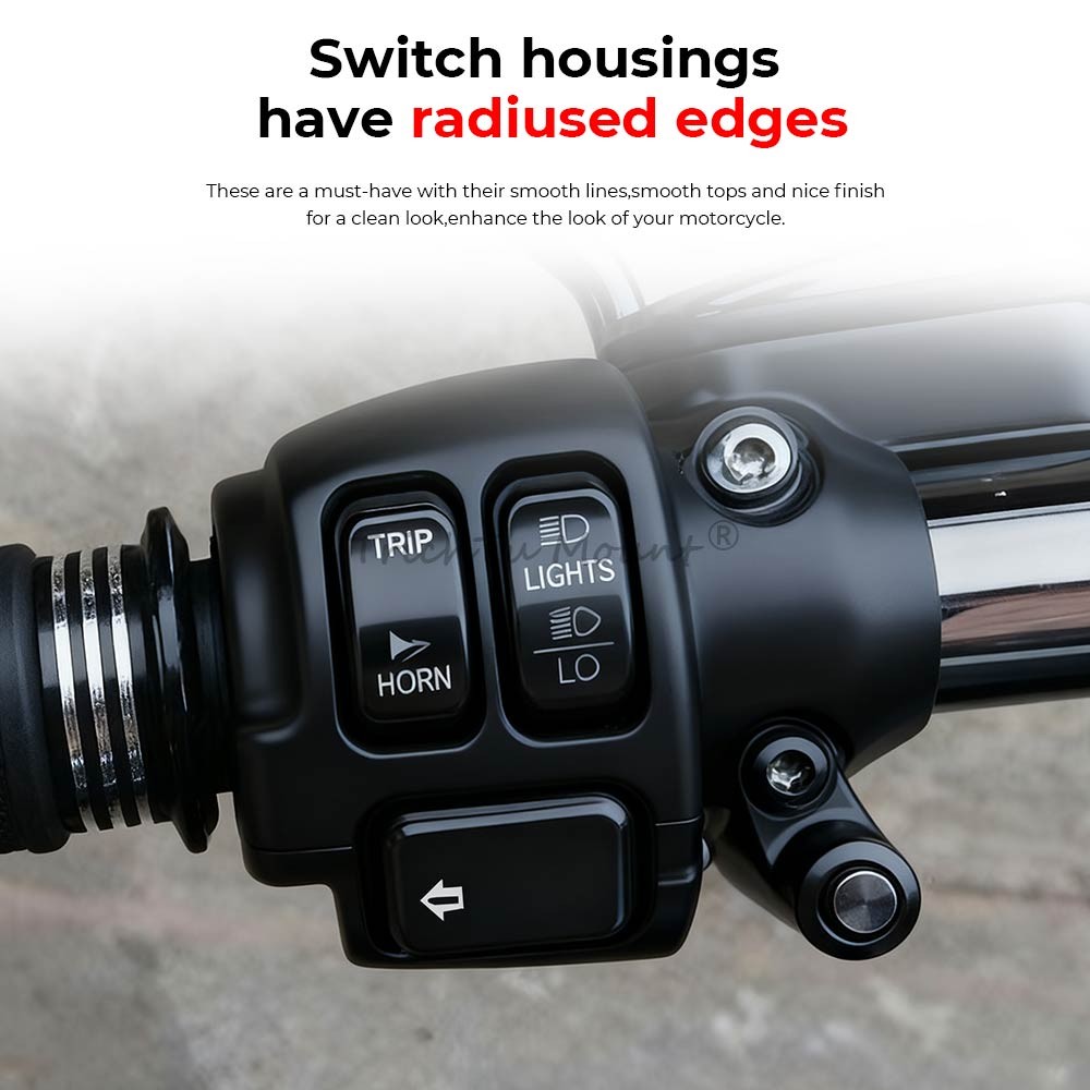 8PCS Handlebar Control Switch Housings Cover Button Caps For Harley Dyna Softail
