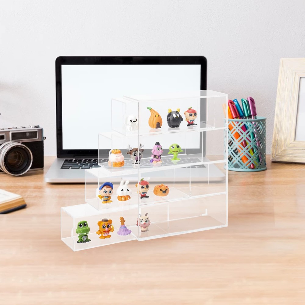 Clear Display Case 4 Layer Mini Action Storage Box Cabinet Organizer for Mini...