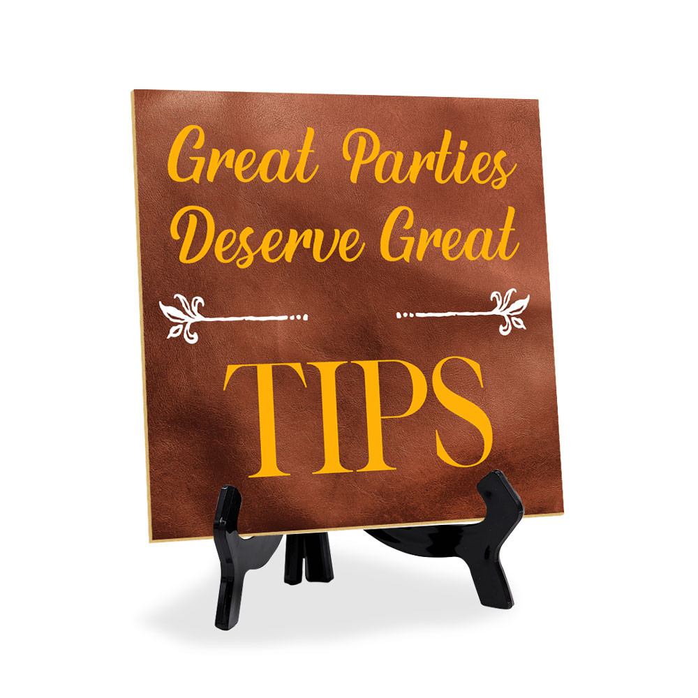 Tips Signage 5"x 5" Square Table Sign With Acrylic Easel